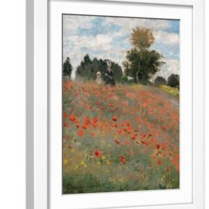 The Poppy Field - White Framed Art Print Wall Art, 12x16