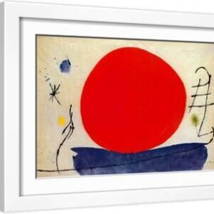The Red Sun - White Framed Art Print Wall Art, 20x16