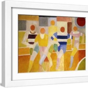 The Runners - White Framed Art Print Wall Art, 16x12