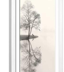 Tranquil Morning - White Framed Art Print Wall Art, 12x24