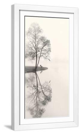 Tranquil Morning - White Framed Art Print Wall Art, 12x24