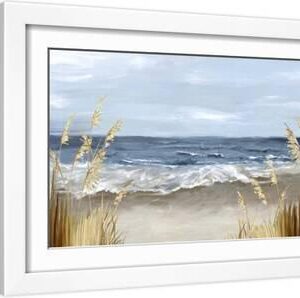 Untouched Beach Grass - White Framed Art Print Wall Art, 18x12