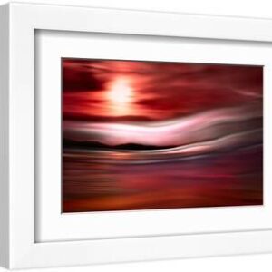 Vancouver Evening - White Framed Art Print Wall Art, 12x8