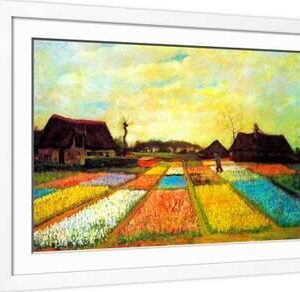 Vincent van Gogh Holland Flower Bed - White Framed Art Print Wall Art, 36x24