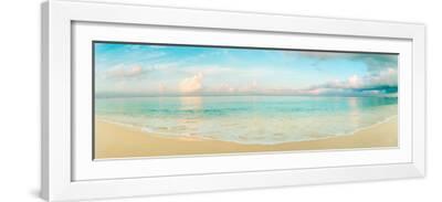 Waves on the Beach, Seven Mile Beach, Grand Cayman, Cayman Islands - White Framed Art Print Wall Art, 24x8