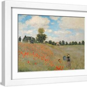 Wild Poppies, Near Argenteuil (Les Coquelicots: Environs D'Argenteuil), 1873 - White Framed Art Print Wall Art, 16x12