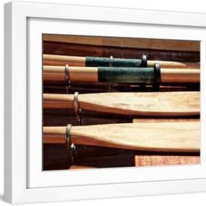 Wooden Oars - White Framed Art Print Wall Art, 16x12
