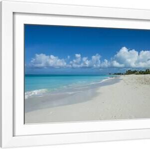 World famous white sand on Grace Bay beach, Providenciales, Turks and Caicos, Caribbean - White Framed Art Print Wall Art, 18x12