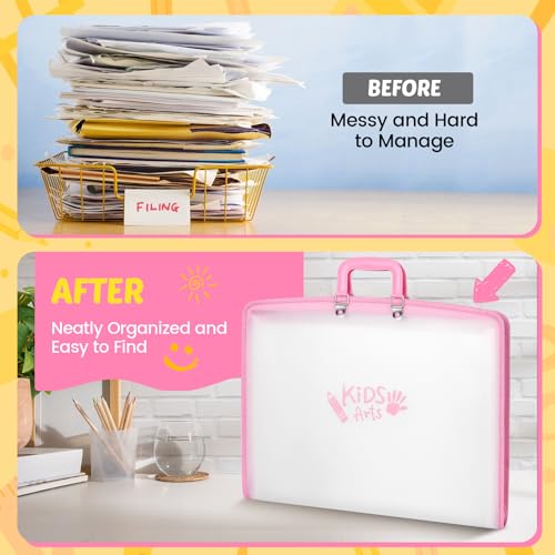 11x17 Kids Art Portfolio - Accordian File Organizer with 13 Pockets, Art Portfolio for Kids with Handle and Zipper Closure - Oxford Cloth, Frosted... 11x17 Kids Art Portfolio - Accordian File Organizer with 13 Pockets, Art Portfolio for Kids with Handle and Zipper Closure - Oxford Cloth, Frosted...