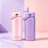2Pack 18oz Kids Insulated Water Bottle - Bulk Stainless Steel Water Bottles for School Boys/Girls Flip Top Leak Spill Proof Vacuum Metal Cups BPA...