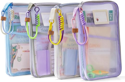 4-Pack Zippered Mesh File Bags – Kids Homework Organizer for Home, School Paper & Art Storage, Document Folder Pouch for Office, Classroom, and... 4-Pack Zippered Mesh File Bags – Kids Homework Organizer for Home, School Paper & Art Storage, Document Folder Pouch for Office, Classroom, and...