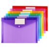 6 Pack Clear Document Folders Plastic Envelopes Poly Envelopes File Envelopes with Label Pocket and Snap Button for Home Work Office Organization,...