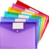 6 Pack Clear Document Folders Plastic Envelopes Poly Envelopes File Envelopes with Label Pocket and Snap Button for Home Work Office Organization,...