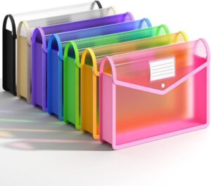 7 Pack Plastic Expanding File Folder, Transparent envelopes with Snap Closure, No Dividers, Large Capacity, Fit Legal/B4 Size for School, Office,... 7 Pack Plastic Expanding File Folder, Transparent envelopes with Snap Closure, No Dividers, Large Capacity, Fit Legal/B4 Size for School, Office,...