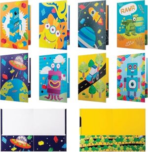 8 Kids Pocket Folders - Homework Folders in Futuristic Robots, Spaceships and Blocks Themes - Kids Folders with Pockets -8 Unique Designs in Front... 8 Kids Pocket Folders - Homework Folders in Futuristic Robots, Spaceships and Blocks Themes - Kids Folders with Pockets -8 Unique Designs in Front...