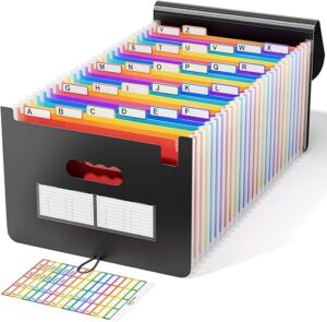 ABC life 26 Pockets Accordion File Organizer, Expanding File Folders, Portable Monthly Bill Receipt Organizer with Colorful A-Z Tabs, Desktop... ABC life 26 Pockets Accordion File Organizer, Expanding File Folders, Portable Monthly Bill Receipt Organizer with Colorful A-Z Tabs, Desktop...