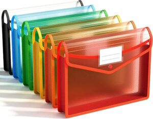 ABC life 6 Pack Plastic Expanding File Folder, Folders for Documents with Snap Closure, Colorful File Folder Organizer Holder, Transparent... ABC life 6 Pack Plastic Expanding File Folder, Folders for Documents with Snap Closure, Colorful File Folder Organizer Holder, Transparent...