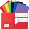 Aegero Plastic Folders with Pockets (7 Pack, Assorted Colors), Durable Heavy Duty File Folders with Business Card Slot, 2-Pocket Folder for...