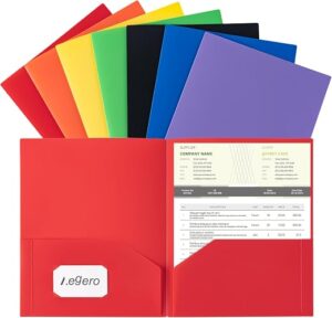 Aegero Plastic Folders with Pockets (7 Pack, Assorted Colors), Durable Heavy Duty File Folders with Business Card Slot, 2-Pocket Folder for... Aegero Plastic Folders with Pockets (7 Pack, Assorted Colors), Durable Heavy Duty File Folders with Business Card Slot, 2-Pocket Folder for...