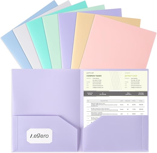 Aegero Plastic Folders with Pockets (7 Pack, Sweet Colors), Durable Heavy Duty File Folders with Business Card Slot, 2-Pocket Folder for Schoolwork... Aegero Plastic Folders with Pockets (7 Pack, Sweet Colors), Durable Heavy Duty File Folders with Business Card Slot, 2-Pocket Folder for Schoolwork...