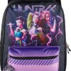 AI ACCESSORY INNOVATIONS K-Pop Demon Hunters Huntrix 16” Backpack for Girls, Featuring Rumi, Zoey, Mira, Rubber Molded Bag Charm, Huntrix