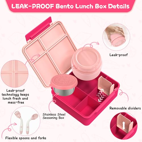 Aimsnk Lunch Box Kids, Bento Lunch Box for Kids with Thermo 8oz Food Jar, Leak Proof Hot Lunch Containers with 4 Compartment, Bento Box for Kid... Aimsnk Lunch Box Kids, Bento Lunch Box for Kids with Thermo 8oz Food Jar, Leak Proof Hot Lunch Containers with 4 Compartment, Bento Box for Kid...