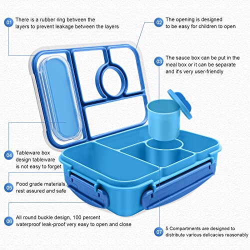 Amathley Bento Box Adult Lunch Box Kids,Lunch Containers for Adults/Kids/Toddler,5 Compartments Bento Lunch Box with Sauce Vontainers,Microwave &... Amathley Bento Box Adult Lunch Box Kids,Lunch Containers for Adults/Kids/Toddler,5 Compartments Bento Lunch Box with Sauce Vontainers,Microwave &...