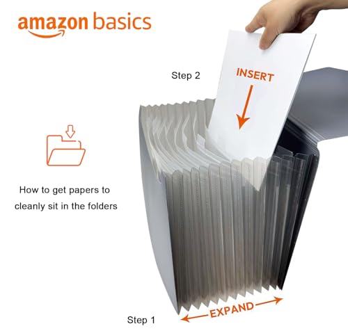 Amazon Basics Expanding Accordion File Organizer, Letter Size, 13 Compartments, Large Capacity Document Storage, Waterproof, Black, 1-Pack Amazon Basics Expanding Accordion File Organizer, Letter Size, 13 Compartments, Large Capacity Document Storage, Waterproof, Black, 1-Pack