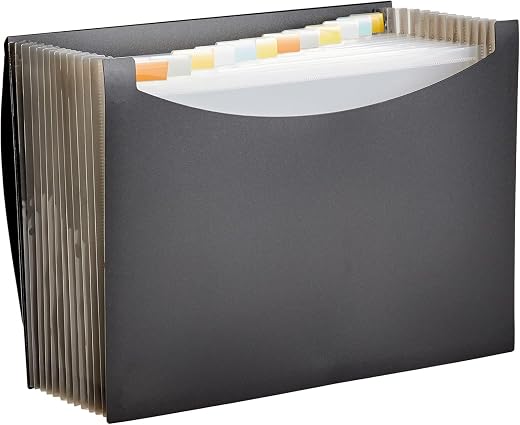 Amazon Basics Expanding Accordion File Organizer, Letter Size, 13 Compartments, Large Capacity Document Storage, Waterproof, Black, 1-Pack Amazon Basics Expanding Accordion File Organizer, Letter Size, 13 Compartments, Large Capacity Document Storage, Waterproof, Black, 1-Pack