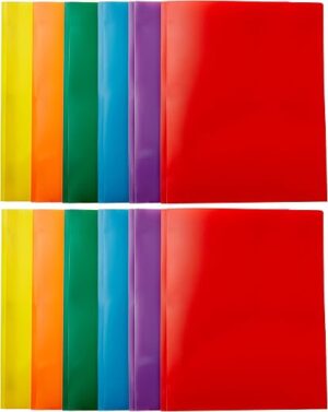 Amazon Basics Heavy Duty Plastic Folders with 2 Pockets for Documents, Letter Size Paper, School Supplies Organization, Assorted Colors, Pack of 12 Amazon Basics Heavy Duty Plastic Folders with 2 Pockets for Documents, Letter Size Paper, School Supplies Organization, Assorted Colors, Pack of 12