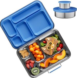 AOHEA Stainless Steel Bento Box Kids, Kids Metal Bento Lunch Box BPA Free Lunch Box Containers 304 Stainless Steel Bento Box for School and...