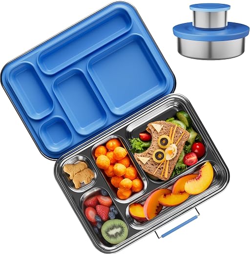 AOHEA Stainless Steel Bento Box Kids, Kids Metal Bento Lunch Box BPA Free Lunch Box Containers 304 Stainless Steel Bento Box for School and...