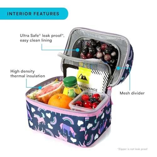 Arctic Zone Kids Lunch Box Combo with Gel Ice Pack and Sandwich Container, 2 Compartment Insulated Bucket for Travel Lunch, Unicorn Princess Arctic Zone Kids Lunch Box Combo with Gel Ice Pack and Sandwich Container, 2 Compartment Insulated Bucket for Travel Lunch, Unicorn Princess