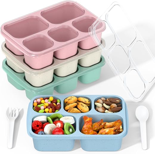 Bento Box Adult Lunch Box - 4 Pack, 5 - Compartment Meal Prep Container for Kids, Reusable Food Storage Snack Containers - Stackable for School,... Bento Box Adult Lunch Box - 4 Pack, 5 - Compartment Meal Prep Container for Kids, Reusable Food Storage Snack Containers - Stackable for School,...