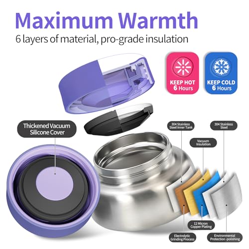 Bento Box for Kids with Thermos, [Large Capacity] Insulated Kids Lunch Box with 4 Compartment for Ages 3+, Drop-Proof & Dishwasher Safe Lunchbox...