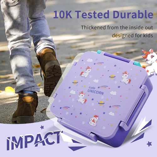 Bento Box for Kids with Thermos, [Large Capacity] Insulated Kids Lunch Box with 4 Compartment for Ages 3+, Drop-Proof & Dishwasher Safe Lunchbox...