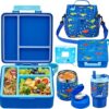 Bento Lunch Box for Kids with 17oz Soup Thermo,Insulated Tumbler Water Bottle and Insulated Lunch Bag,Leak-Proof 3 Compartment Lunch Food Container...