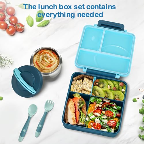 Bento Lunch Box Set for Kids with 8oz Soup Thermo, Leak-Proof Lunch Containers with 4 Compartment, Kids Thermo Hot Food Jar and Insulated Lunch Bag... Bento Lunch Box Set for Kids with 8oz Soup Thermo, Leak-Proof Lunch Containers with 4 Compartment, Kids Thermo Hot Food Jar and Insulated Lunch Bag...