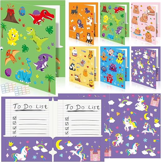 Cinrobiye 24 Pack Inspirational 2 Pocket Folders with 32 Name Labels, Decorative Motivational Letter Size Kids Folders File with Pockets for Office...