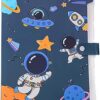 Cute File Folder 5 Pockets - Astronauts Universe Space Rocket Spacecraft Letter A4 Accordion Expanding File Paper Organizer Tabs with Cover (Blue)