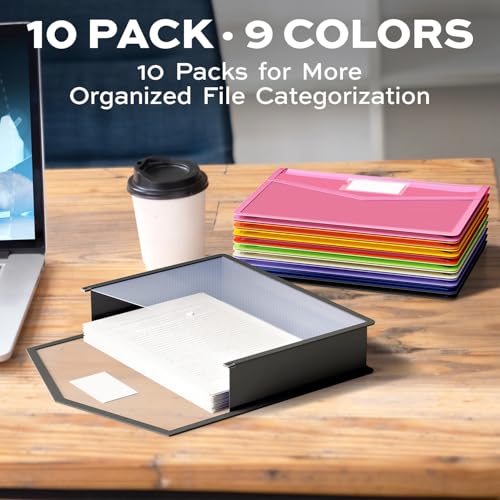 Deli 10 Pack Plastic Expanding File Folder, Folders for Documents with Snap Closure, Colorful File Folder Organizer, Transparent Accordion File... Deli 10 Pack Plastic Expanding File Folder, Folders for Documents with Snap Closure, Colorful File Folder Organizer, Transparent Accordion File...