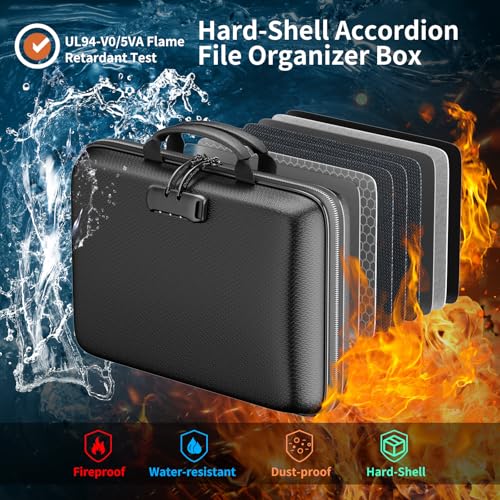 DocSafe Fireproof File Organizer with Lock, Hard-Shell Case Fireproof Document Box with 13 Pocket Accordion File Folder, Portable Home Office... DocSafe Fireproof File Organizer with Lock, Hard-Shell Case Fireproof Document Box with 13 Pocket Accordion File Folder, Portable Home Office...