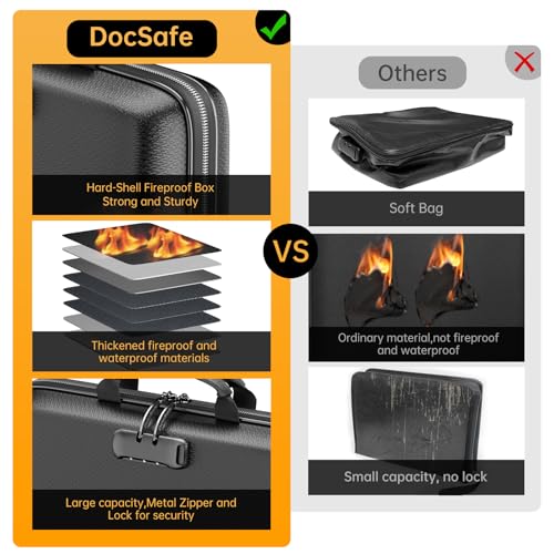 DocSafe Fireproof File Organizer with Lock, Hard-Shell Case Fireproof Document Box with 13 Pocket Accordion File Folder, Portable Home Office... DocSafe Fireproof File Organizer with Lock, Hard-Shell Case Fireproof Document Box with 13 Pocket Accordion File Folder, Portable Home Office...