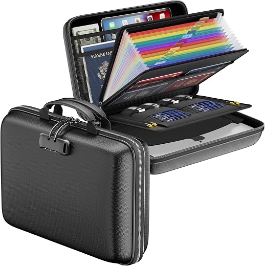 DocSafe Fireproof File Organizer with Lock, Hard-Shell Case Fireproof Document Box with 13 Pocket Accordion File Folder, Portable Home Office... DocSafe Fireproof File Organizer with Lock, Hard-Shell Case Fireproof Document Box with 13 Pocket Accordion File Folder, Portable Home Office...