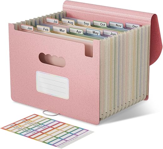 EcoStash Accordion File Organizer, 12-Pocket Wheat Straw Expanding File Folder, Portable Monthly Bill & Tax Receipt Organizer, Letter/A4 Size...