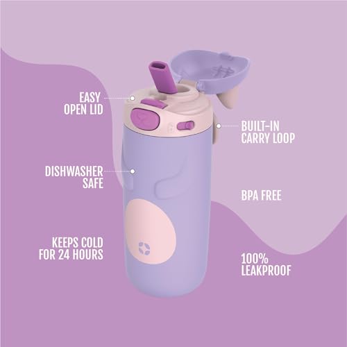 Ello Ellies 12oz Vacuum Insulated Stainless Steel Kids Water Bottle with Straw and Built-in Carrying Handle and Leak-Proof Locking Lid for School... Ello Ellies 12oz Vacuum Insulated Stainless Steel Kids Water Bottle with Straw and Built-in Carrying Handle and Leak-Proof Locking Lid for School...