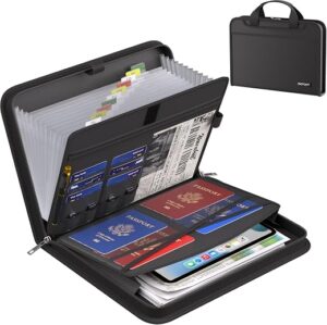 ENGPOW Accordion File Organizer, Fireproof Expanding File Folder with 13 Pockets Document Organizer with Handle & Labels, Portable Home Travel Safe...