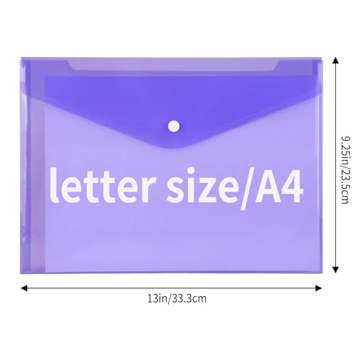EOOUT 28pcs Plastic Envelopes, Plastic Folders for Documents, Poly Folders with Snap Closure, 8 Colors, A4 Size, Letter Size, for School and Office...
