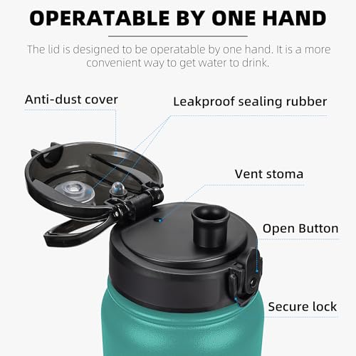 Fanhaw 20 oz Insulated Stainless Steel Water Bottle with Anti-Dust Chug Lid, Leakproof Vacuum Metal Everyday Use Bottle for Kids, Teens & Adults,...