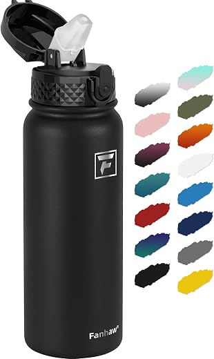 Fanhaw 20 Oz Kids Insulated Stainless Steel Water Bottle with Straw Lid, Leakproof & Anti-Dust Everyday Use Bottle for School, Women & Men, Back to...